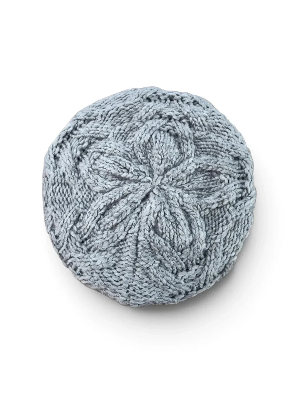 Nwt Caslon Floral Cable Knit French Beret Warm Fall Winter Slouch Hat, Grey
